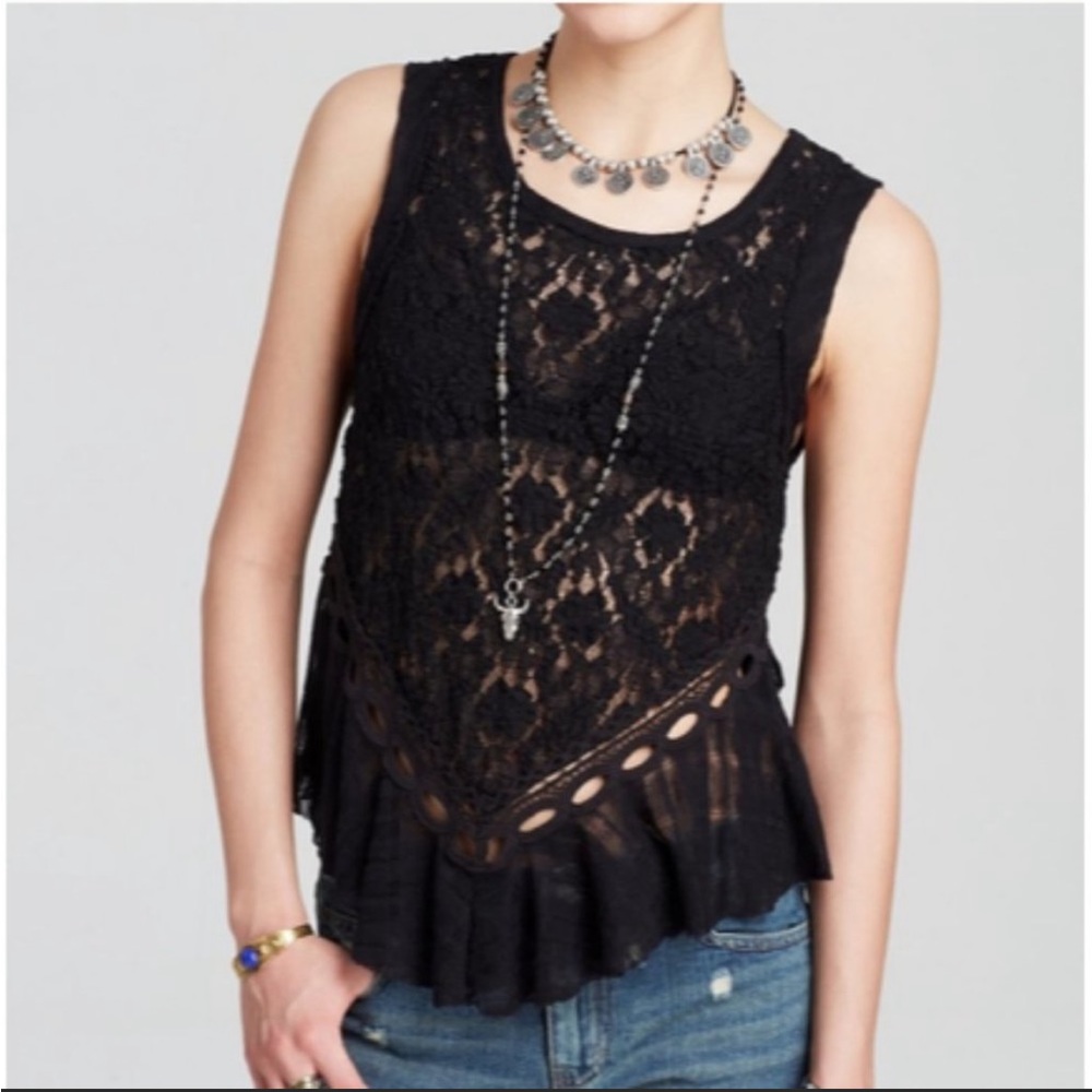 Free People Lace Open Back Top